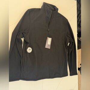 Kenneth Cole Black Quarter-Zip Sweater Soft Fleece Inside